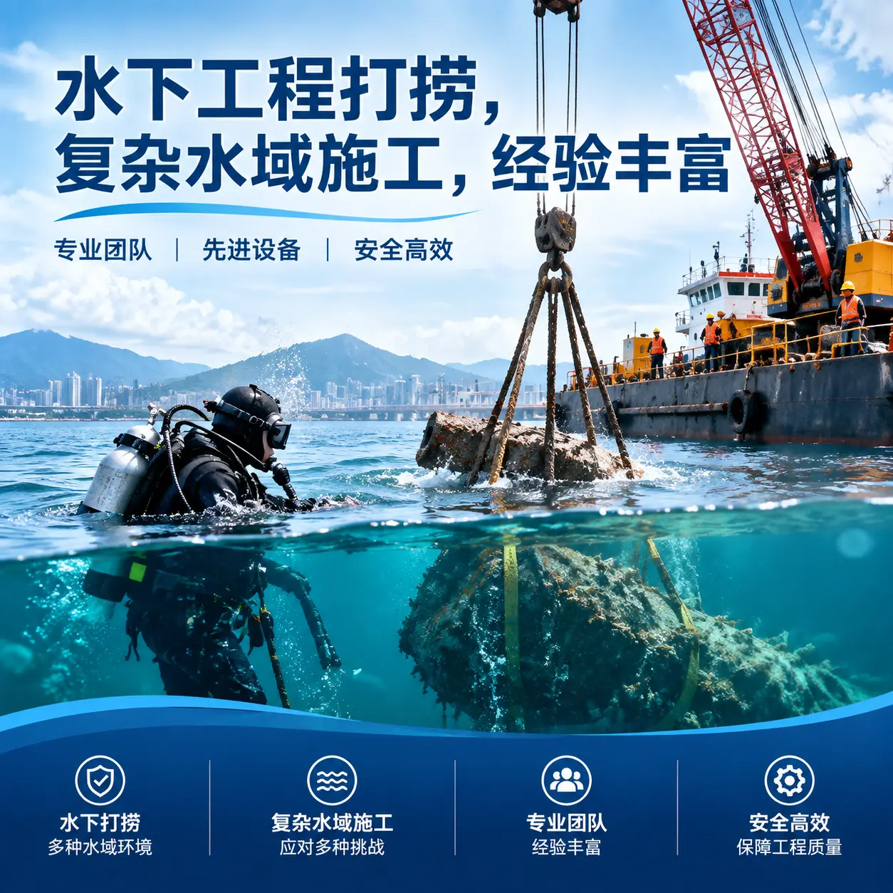 水下工程打捞,复杂水域施工,经验丰富凤翔